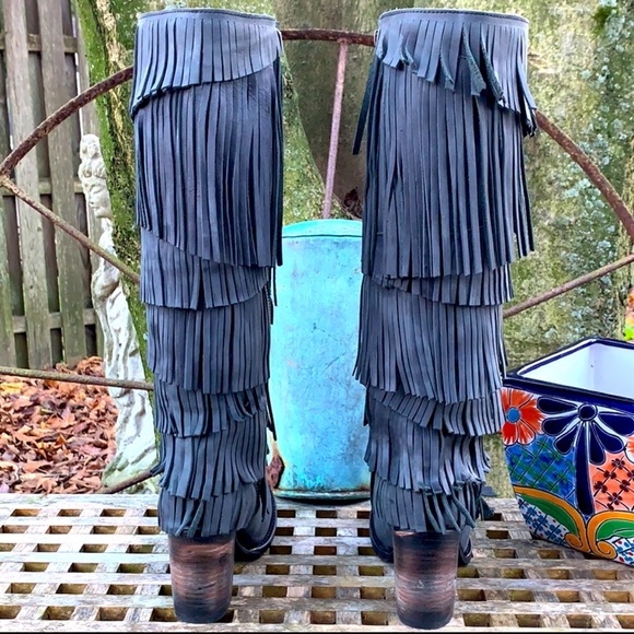 FREEBIRD BT STEVEN NEW! INCA Fringe Tall Boots 7 - Picture 4 of 11